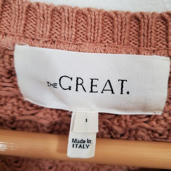 THE GREAT. Pink Cable Knit Cardigan - Picture 10 of 11